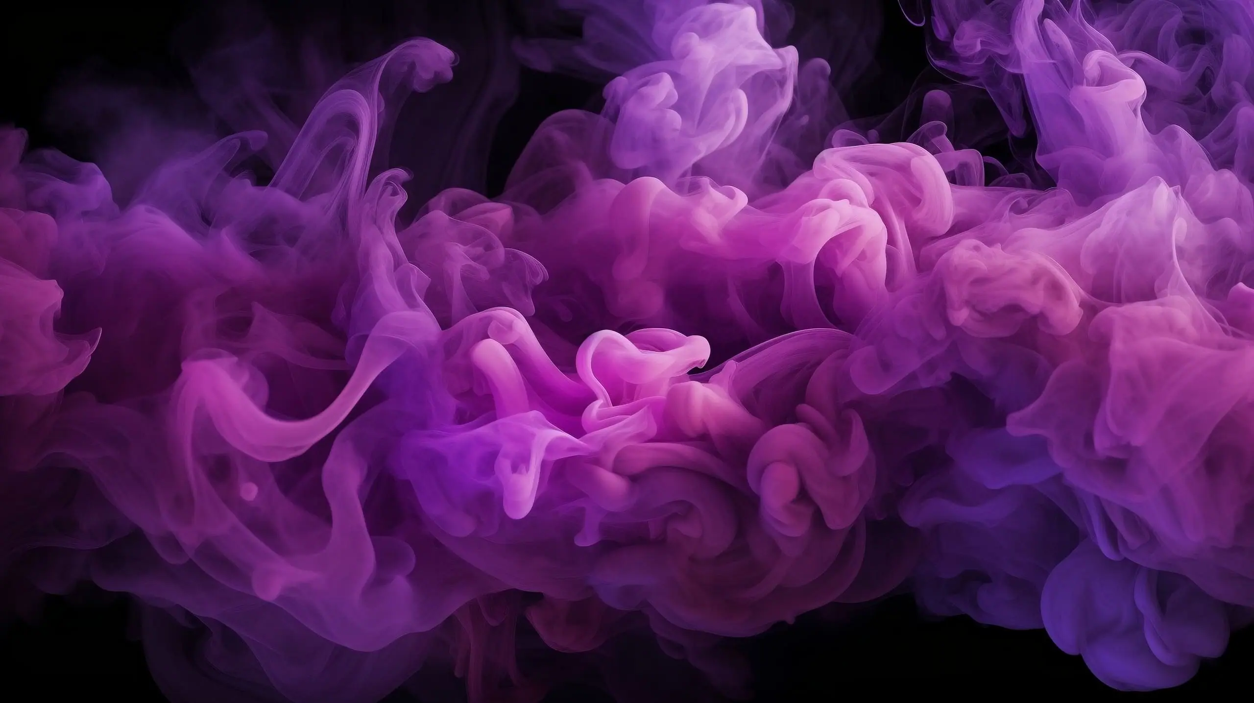 Abstract swirls of violet and magenta smoke drifting across a dark background.